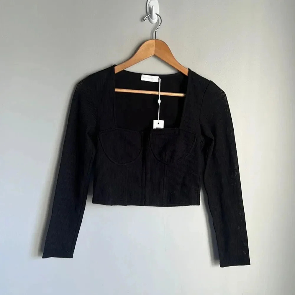 NEW JONATHAN SIMKHAI STANDARD Rib Knit Bustier Top - Picture 2 of 14